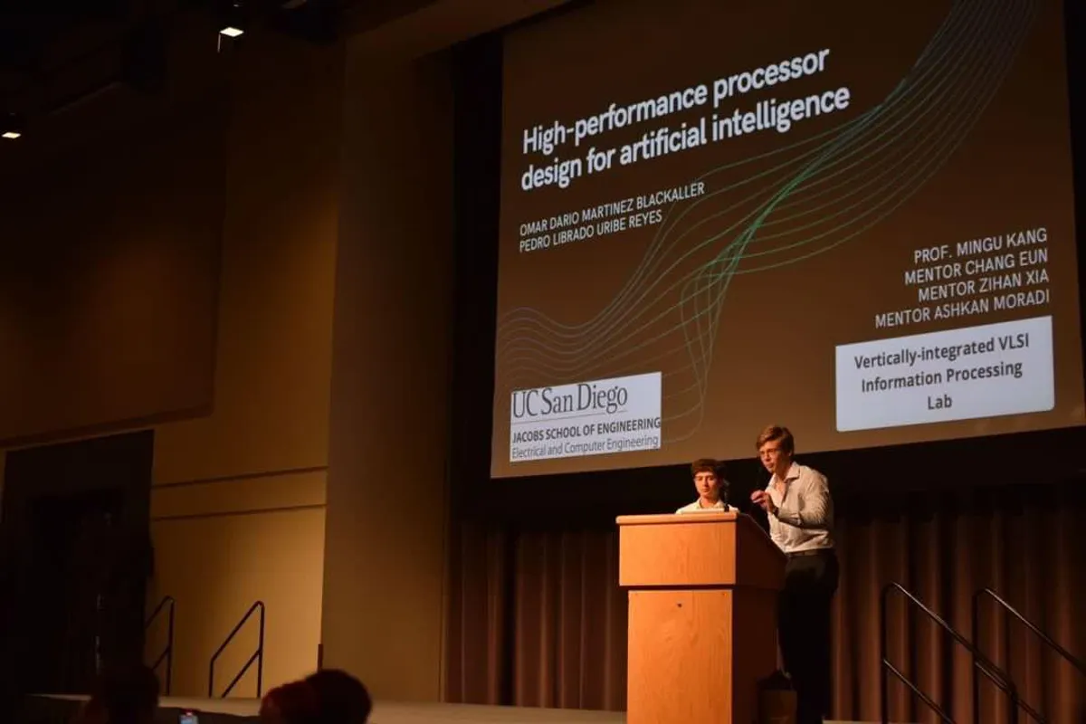 Closing conference slide: High-performance processor design for artificial intelligence, presented at UC San Diego