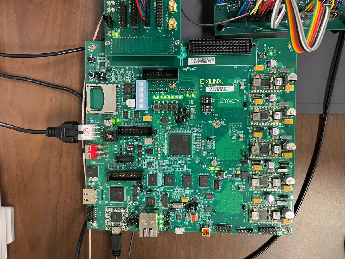 Xilinx ZYNQ development board used during high-performance AI processor research
